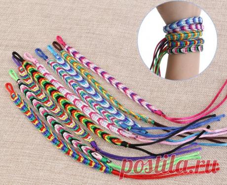 Браслеты из ниток - фото ярких плетений и интересных модных узоров