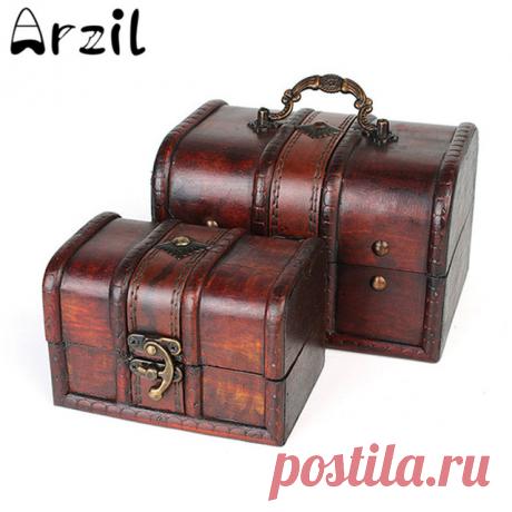 Старинные Ювелирные Изделия Деревянная Коробка Для Хранения Организатор Дело Металлический Замок Деревянные Ящики Антикварная Ретро Конфеты Контейнер Случаи купить на AliExpress