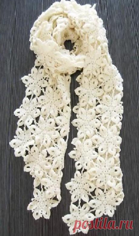 Палантин из цветочных мотивов | Ажурное чудо