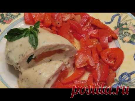 Куриная грудка с печеным перцем, моцареллой и базиликом - YouTube