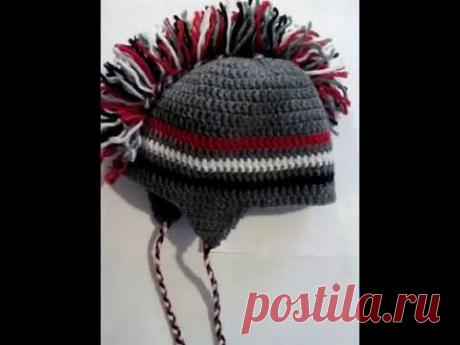 Стильная шапка Ирокез вязаная крючком. - YouTube
