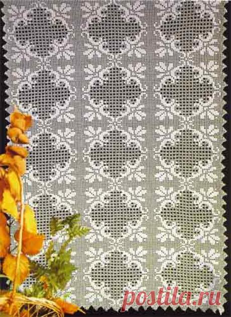 Филейное покрывало крючком «Цветочные ромбы» Схема вязания узора для покрывала  или скатерти «Цветочные ромбы»