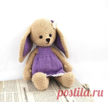 lavender bunny purple cute bunny stuffed beige rabbit от crochAndi