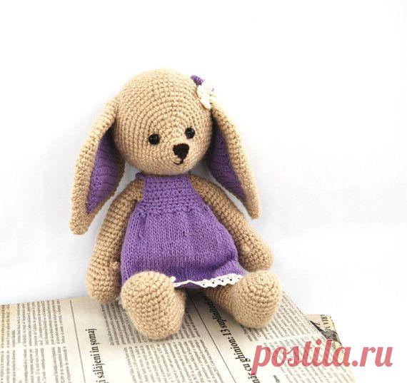 lavender bunny purple cute bunny stuffed beige rabbit от crochAndi