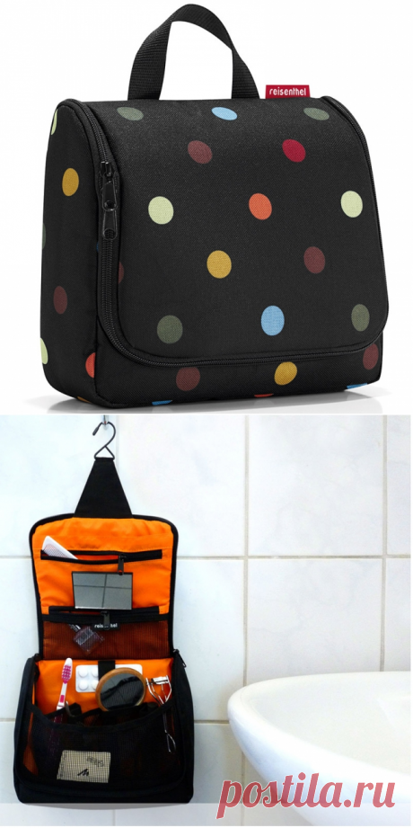 Сумка-органайзер Toiletbag dots - 1525 рублей.
Отличная сумка для путешественников, которая позволяет взять с собой всё необходимое и даже больше. Специальный крючок позволяет подвесить её в ванной и облегчить доступ к косметике и аксессуарам.