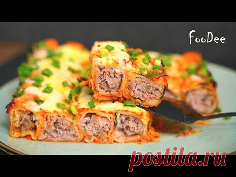 Рулетики из лаваша с фаршем в духовке