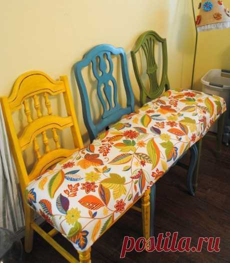 Скамья из старых стульев / Мебель / Своими руками - выкройки, переделка одежды, декор интерьера своими руками - от ВТОРАЯ УЛИЦА
