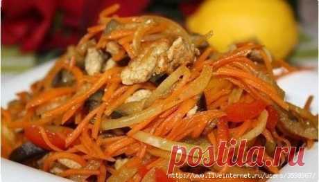 Салат из баклажанов с мясом и болгарским перцем