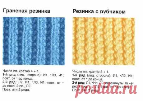 Резинка спицами - схема вязания резинок для начинающих