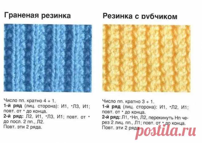 Резинка спицами - схема вязания резинок для начинающих