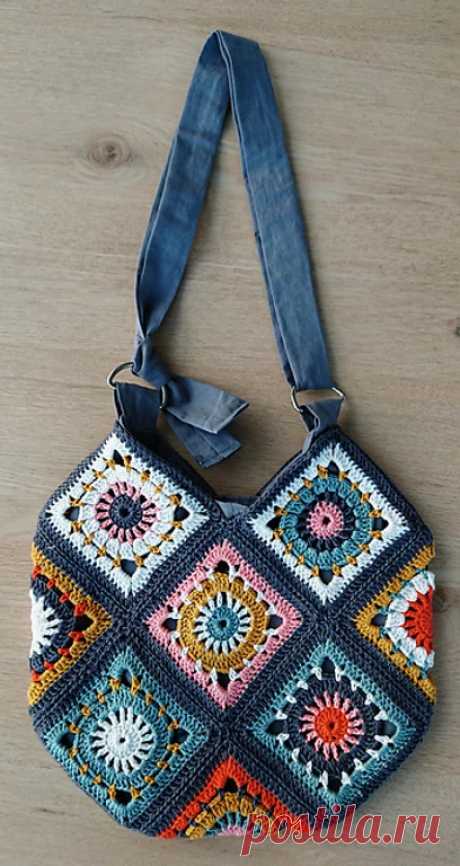 Сумка Boho Granny Square 001 - связана крючком от Анны