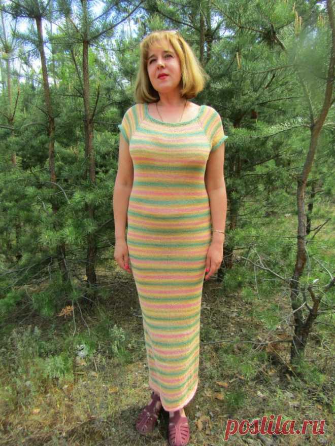 Женское летнее платье спицами без швов | Вязание для женщин спицами. Схемы вязания спицами