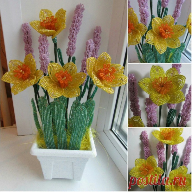 Цветочки из бисера Цветочки из бисераОт них словно веет весной и счастьем.