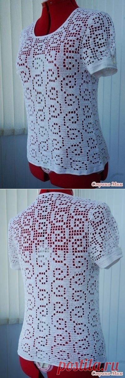 Ажурная кофточка в филейной технике