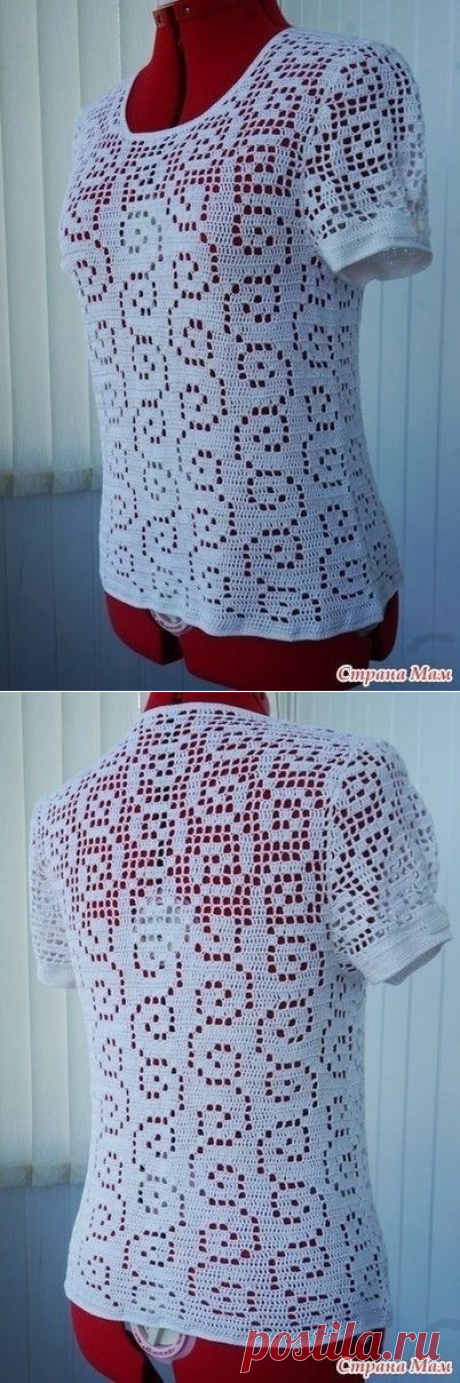 Ажурная кофточка в филейной технике