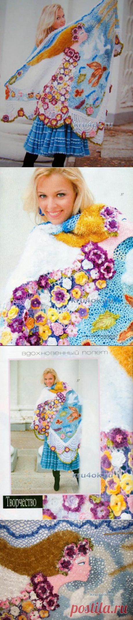 Вязаная крючком шаль — панно - вязание крючком на kru4ok.ru