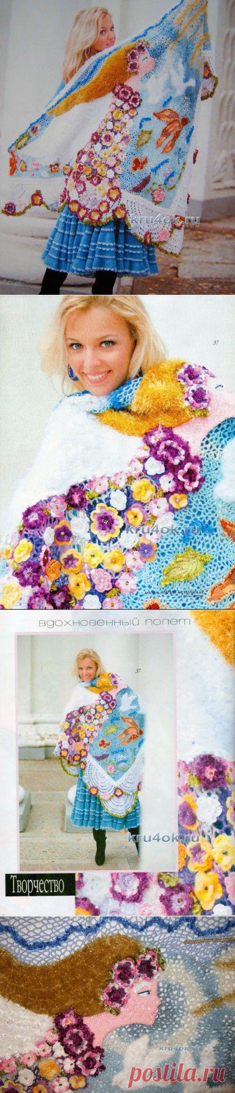 Вязаная крючком шаль — панно - вязание крючком на kru4ok.ru