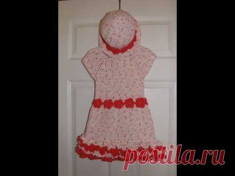 Crochet Girl's Dress From 3 to 6 Years Old For The Set With The Hat