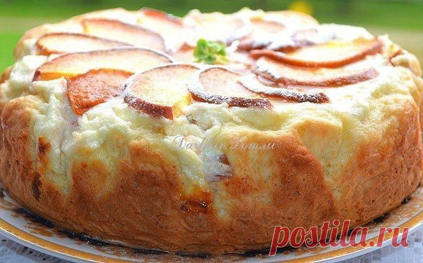 Ароматный пирог с творожно-персиковой начинкой для семейного чаепития Как торт!