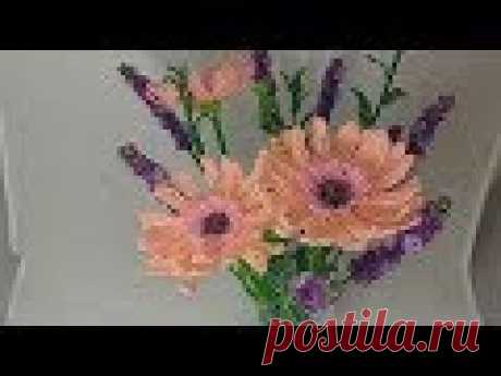 Гербера из бисера Мастер класс Бисероплетение Цветы из бисера Beaded gerbera flower tutorial