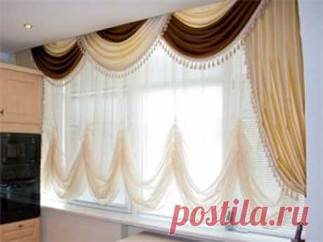 Кремовые шторы для кухни