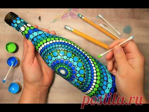 EASY Dot Mandala Bottle Painting Using ONLY Qtip Toothpick Pencil | How To Lydia May