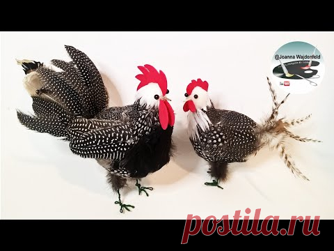 Jak zrobić koguta i kurę z piórek [FEATHERED ROOSTER AND HEN DiY] - Pomysły plastyczne DiY