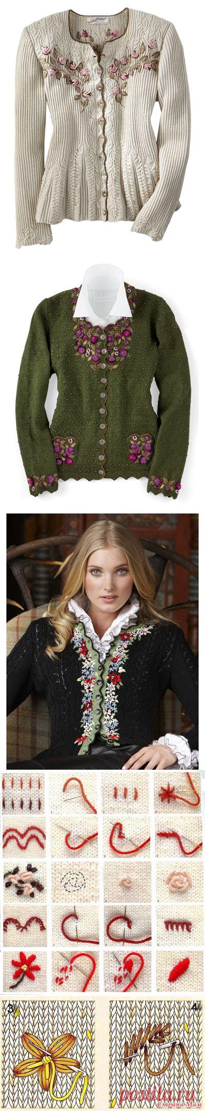 Вышивка на вязаном полотне - идеи,советы и схемы вышивки | Варварушка-Рукодельница