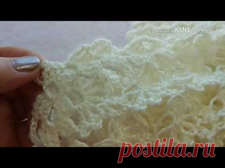 Урок 211. Койма для шали, бактуса &quot; Маргаритки&quot;. Вязание крючком.