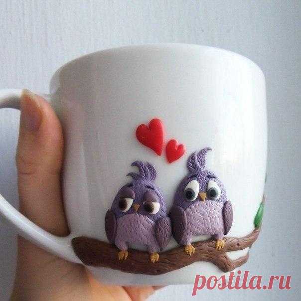 Декор чашек полимерной глиной / Слабый пол!