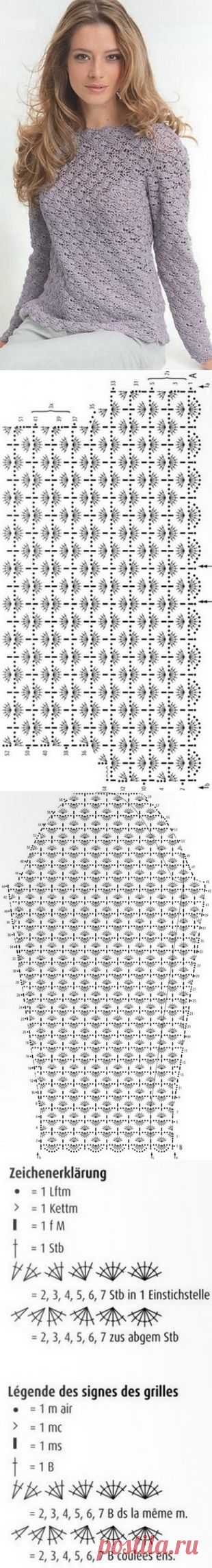 Пуловер крючком - схемы