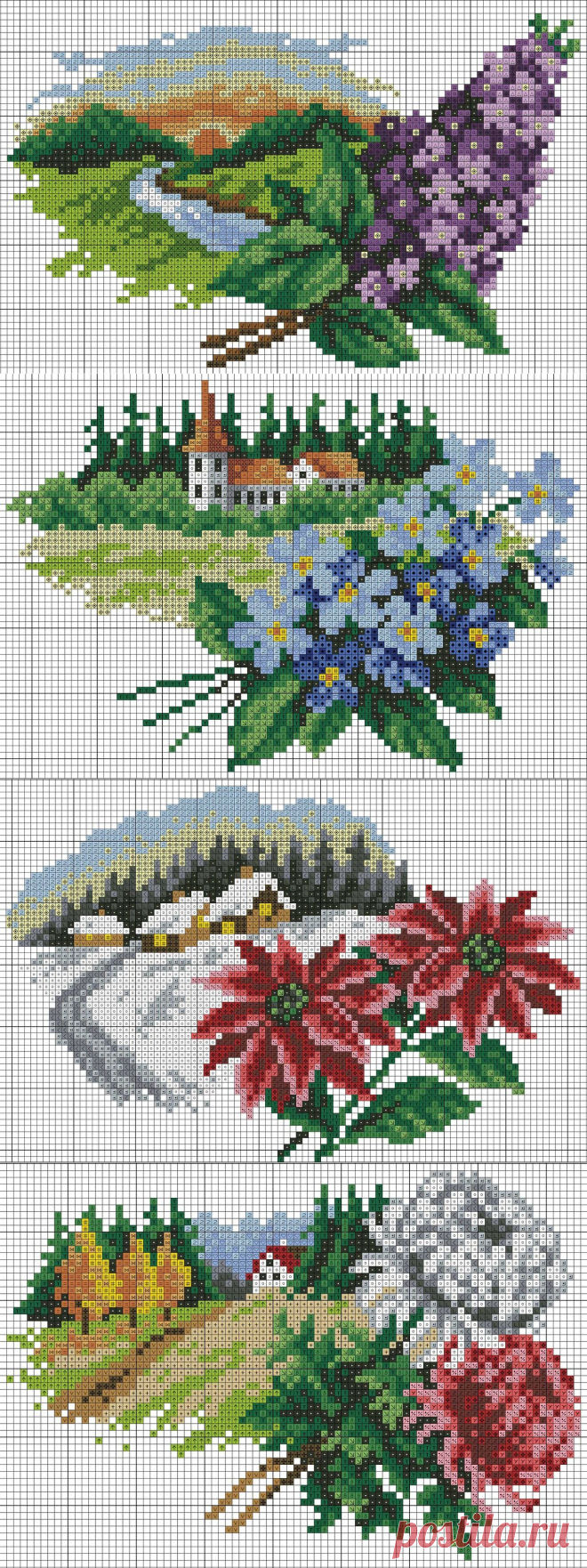 Пейзажи природа(вышивка)цветочный календарь.
