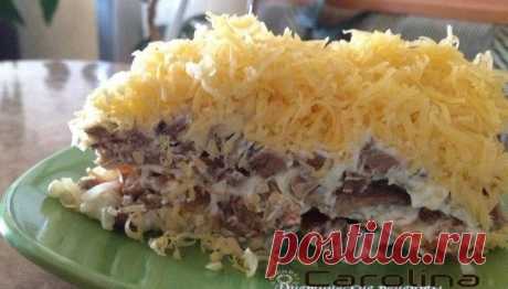 Низкокалорийный салат с курицей и грибами