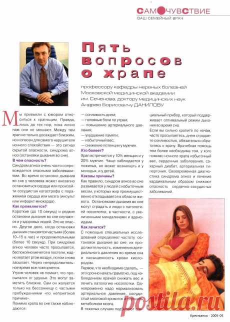 Пять вопросов о храпе