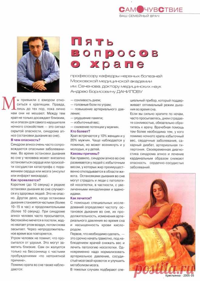 Пять вопросов о храпе
