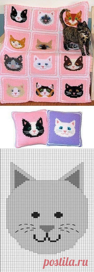 Детский плед с котами / Вязание / Handlife.ru - творческая жизнь!