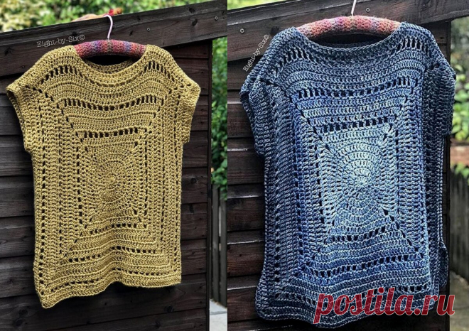Вяжем классные топы крючком из одного большого квадрата | Paradosik_Handmade | Яндекс Дзен