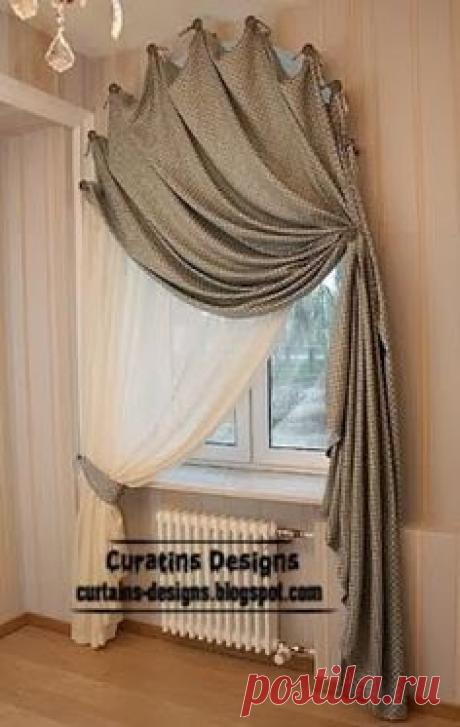 arched doorway drapery treatment, use finials to follow doorway arch across the whole top only (not down the sides), then mirror shape over window on the other side, then pull drape to outside of doorway near top, use heavy weight velvet fabric for noise dampening into hallway