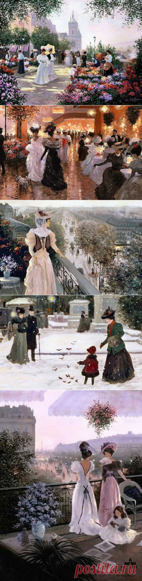 ХУДОЖНИК CHRISTA KIEFFER - живет в Америке, родилась в Германии, а на своих картинах пишет Париж. И не Париж сегодняшний, а Париж конца XIX века. Уютные улицы, мужчины во фраках, элегантные дамы и много цветов…