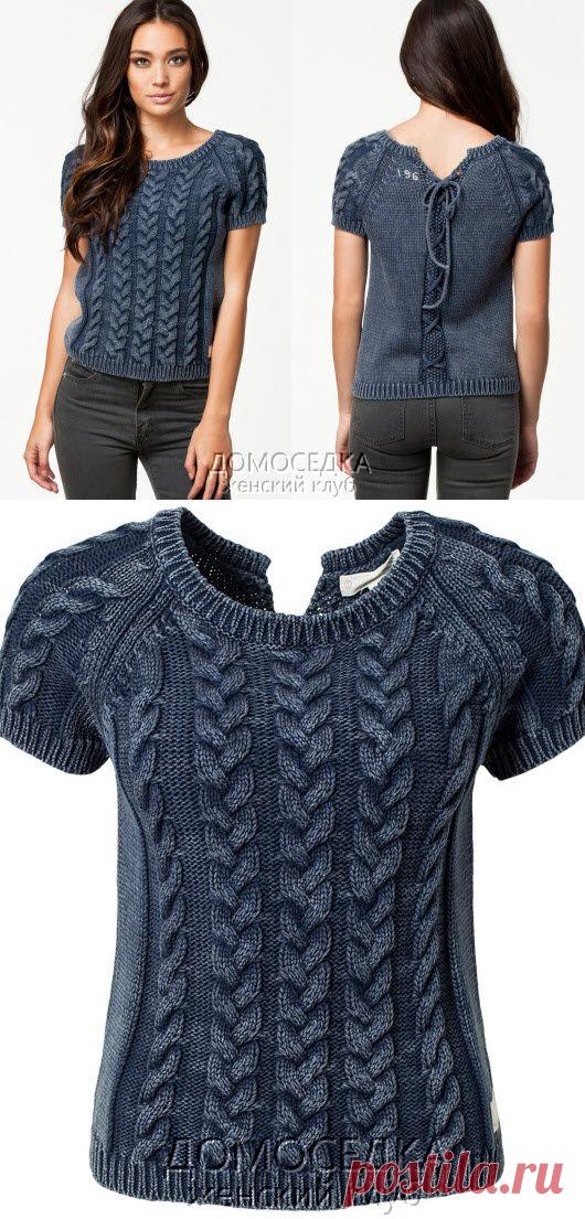 Вязаный топ с косами | ДОМОСЕДКА