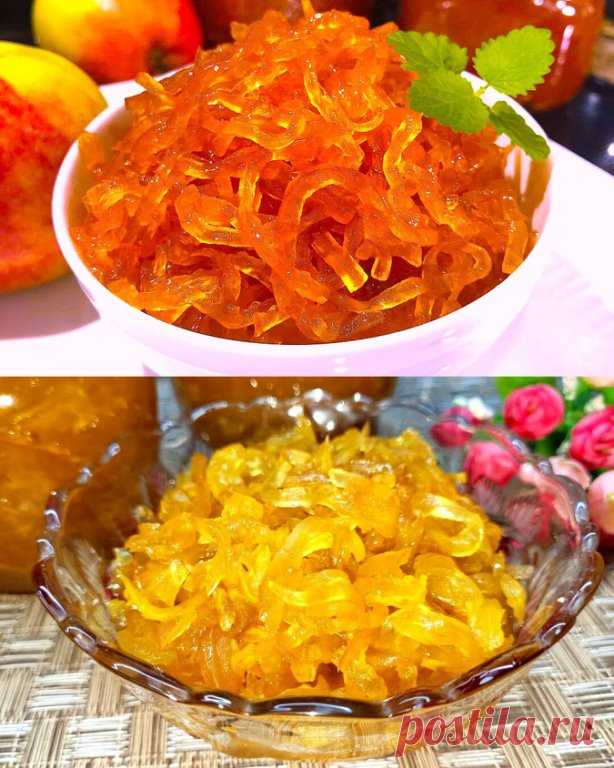 Яблочное варенье как паутинка: необычное, ароматное, вкусное
Гости ваши будут приятно удивлены таким простым и изысканным десертом. #варенье 

Ингредиенты:
 2 кг яблок 
 500 г сахара
 1/2 лимона сок и цедра
 80 мл свежевыжатого сока мандарина или апельсина 
 из 1 кг яблок  выход 750 г варенья

Приготовление:
1. Самое важное правило номер один: яблоки должны быть твёрдых сортов. Удаляем середину, сердцевину, и только после того, как мы удалили сердцевину, взвешиваем яблоки....
