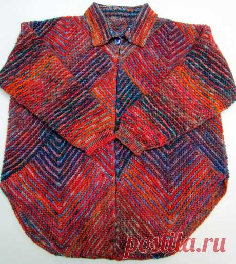 Melody Johnson: Denim and Red Mitered Diamond Jacket