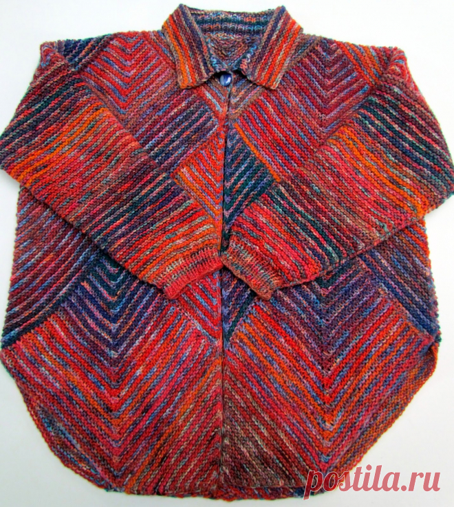 Melody Johnson: Denim and Red Mitered Diamond Jacket