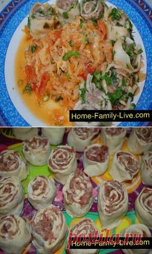 Мясные розочки с капустой - пошаговый рецепт с фотоКулинарные рецепты