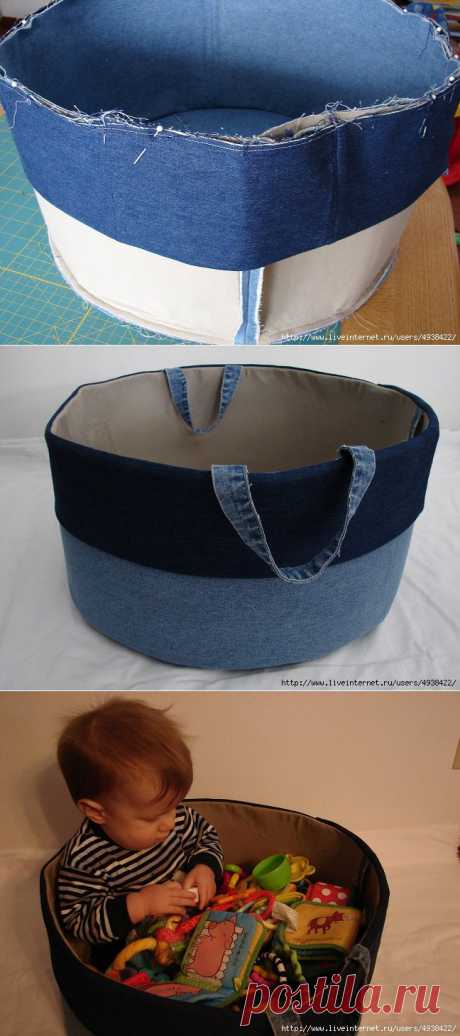 Корзины для игрушек из старых джинсов