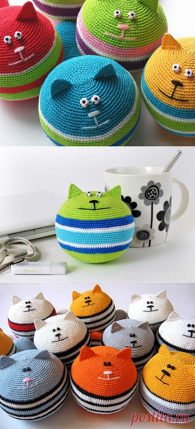 Любителям вязаных котов посвящается! Игрушка "Кот-антистресс".