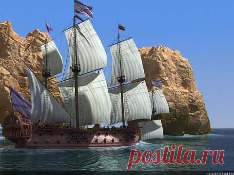 Огибая прибрежные скалы.