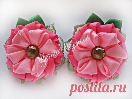 Цветок канзаши, МК / D.I.Y. Kanzashi flower / Ribbon flower tutorial