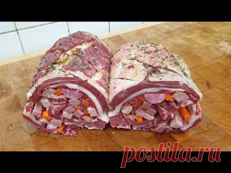 Costela inteira desossada e recheada
