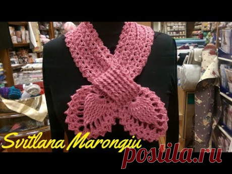 Tutorial Sciarpa-scaldacollo all'uncinetto con foglie Ananas